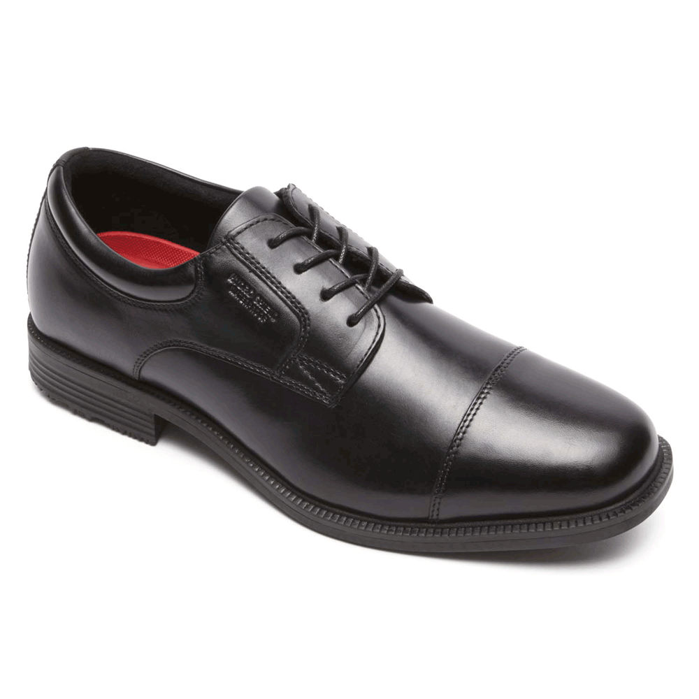 Sapatos Sociais Rockport Homem Pretas - Essential Details Waterproof Cap Toe - 43186SJUN